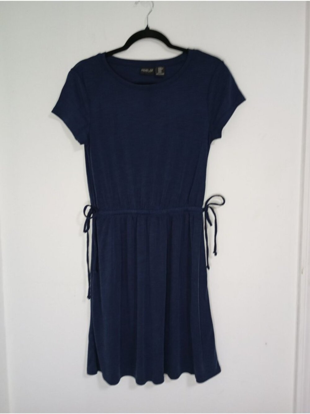 Rachel Zoe Dress Tie-Waist Womens Navy Blue Short Sleeve XS Modal Blend